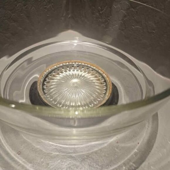 Glass and Silver Rimmed Footed Fruit Bowl Heavy Punch Bowl MCM - Picture 3 of 6